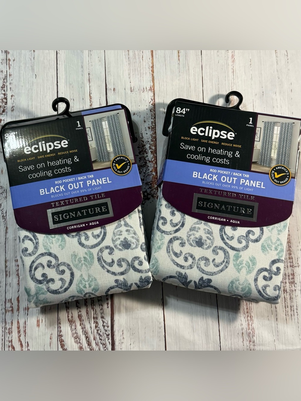 NWT  in Package Signature Eclipse Aqua Corrigan Pattern Blackout Panel